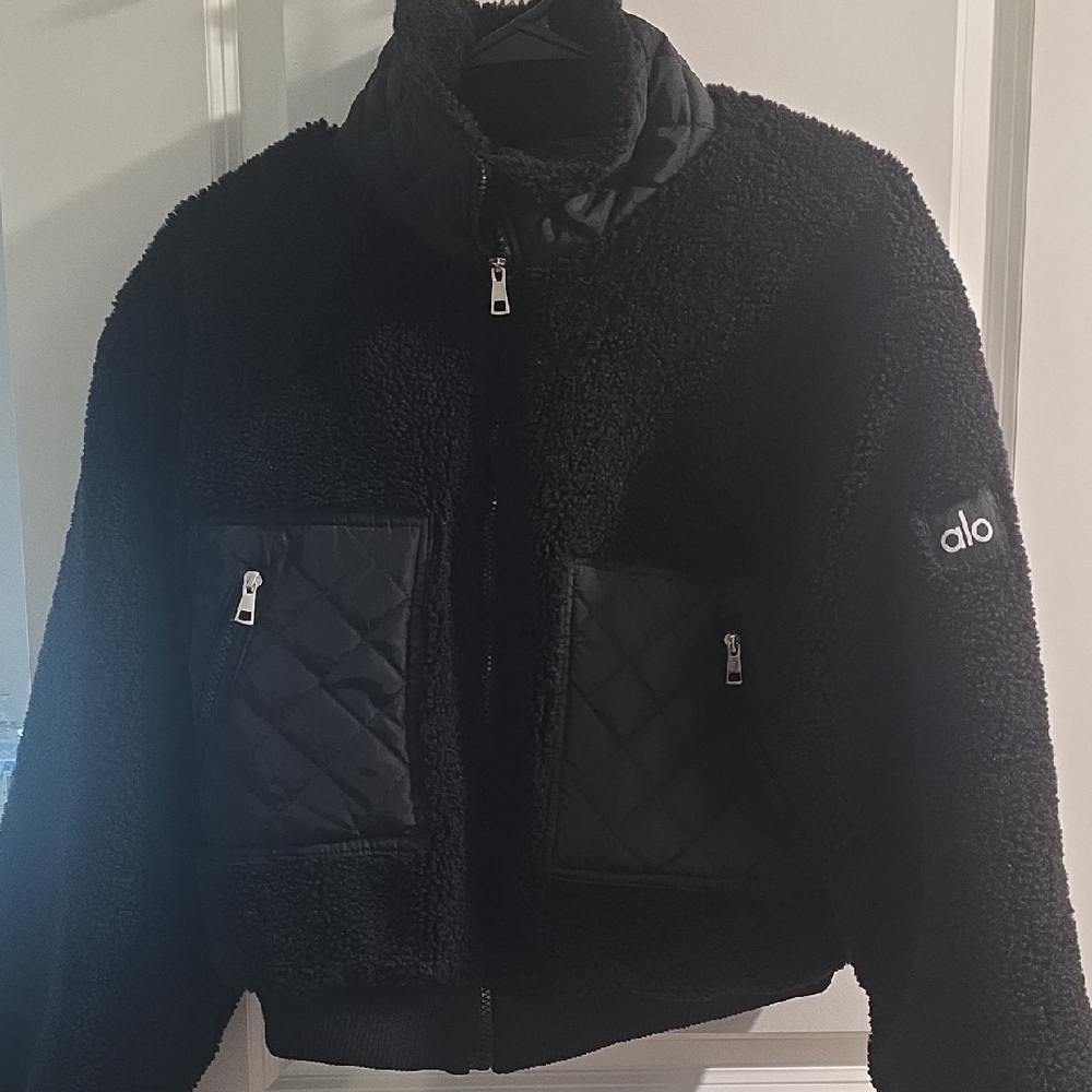ALO Yoga Quilted Black Bomber Jacket